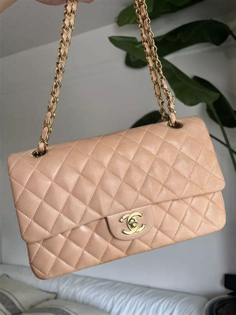 chanel small light gold flap